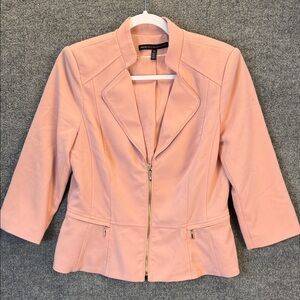 White House Black Market Rose Peplum Zip Blazer Size 10